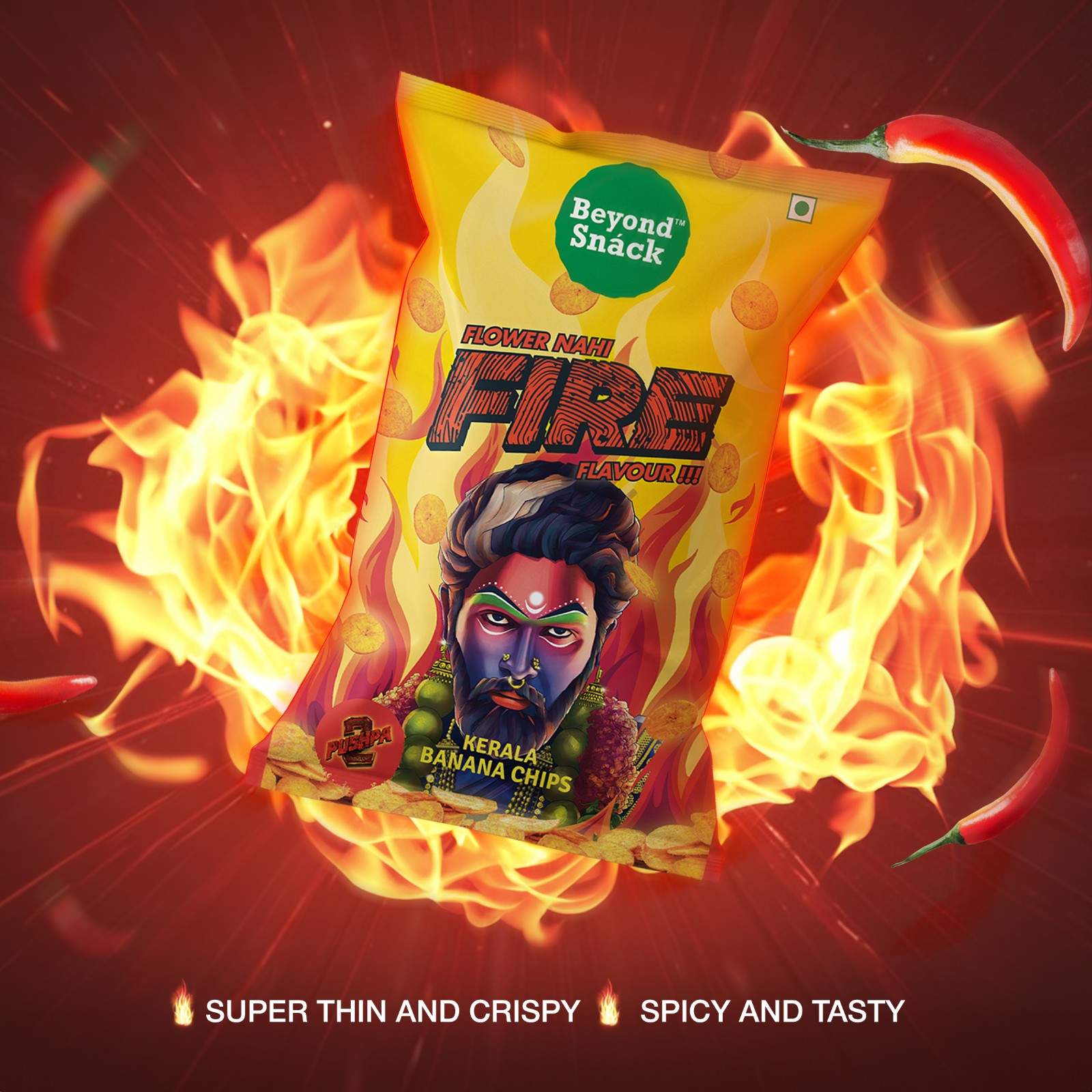 Beyond Snack X Pushpa 2 Flower Nahi Fire Flavour 300gms (100gms*3 packs)