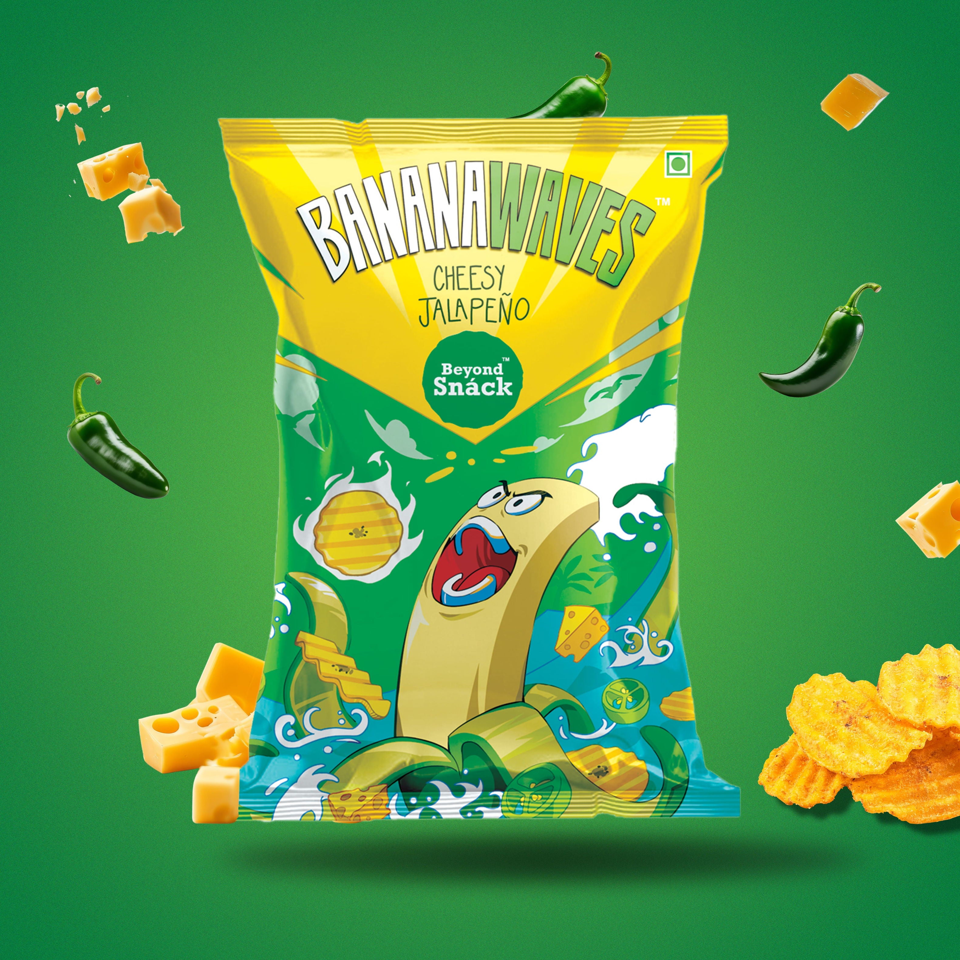 Beyond Snack banana waves chips snack with cheesy jalapeno 